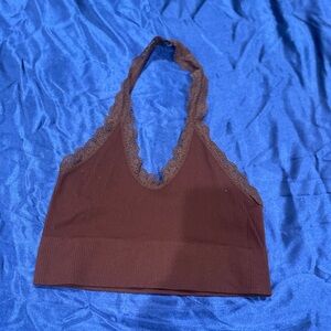 brown halter crop top